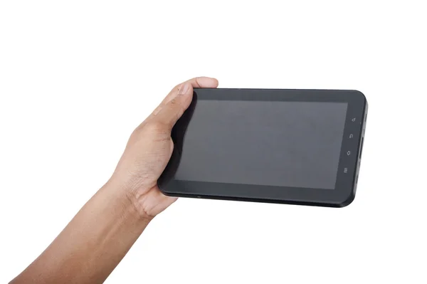 Hand som håller en tablet touch pad dator gadget — Stockfoto