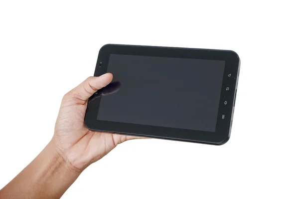 el bir tablet dokunmatik yüzey bilgisayar gadget tutarak