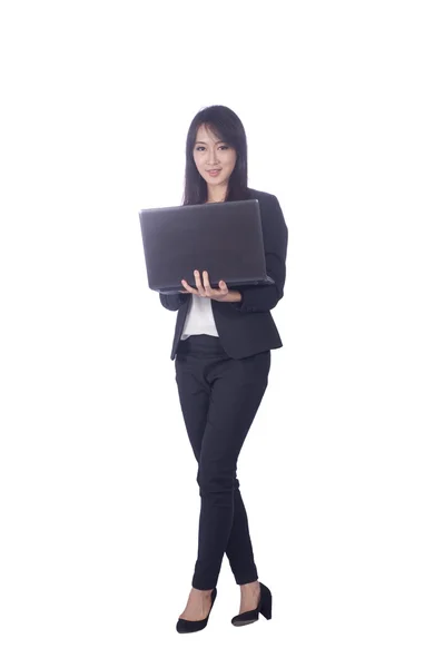 Mujer de negocios y portátil — Foto de Stock