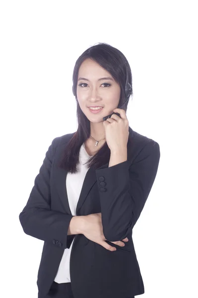 Telemarketing hoofdtelefoon vrouw van callcenter — Stockfoto