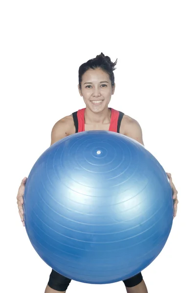 Young beautiful woman during fitness time and exercising with bl — Stock Photo, Image