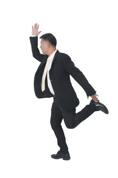 Full length portrait of a happy businessman jumping — Stock Photo, Image