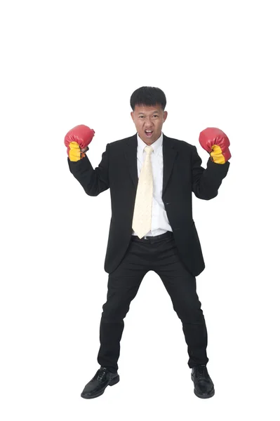 Businessman holding boxing — Stock Photo, Image