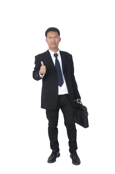 Businessman with briefcase over white — Stock Photo, Image