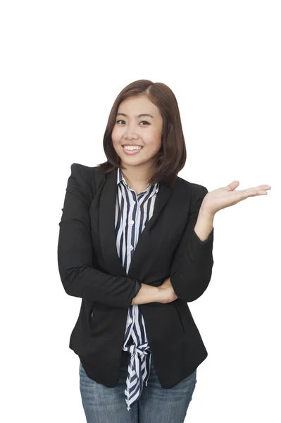 Mujer de negocios asiática de confianza, primer plano retrato sobre fondo blanco —  Fotos de Stock