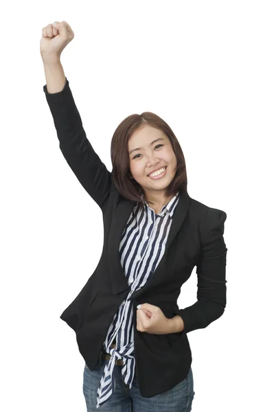 Mujer de negocios asiática de confianza, primer plano retrato sobre fondo blanco — Foto de Stock