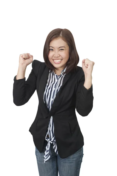 stock image Confident Asian business woman, closeup portrait on white backgr