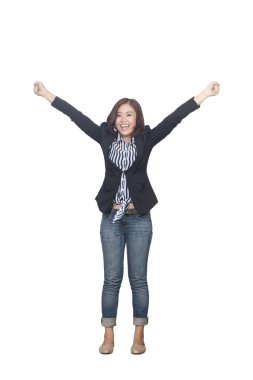 kendinden emin bir Asya iş kadını, portre portre üzerinde beyaz backgr