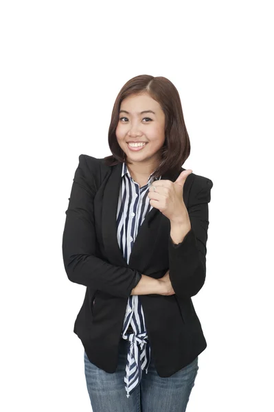 Mujer de negocios asiática de confianza, primer plano retrato sobre fondo blanco —  Fotos de Stock