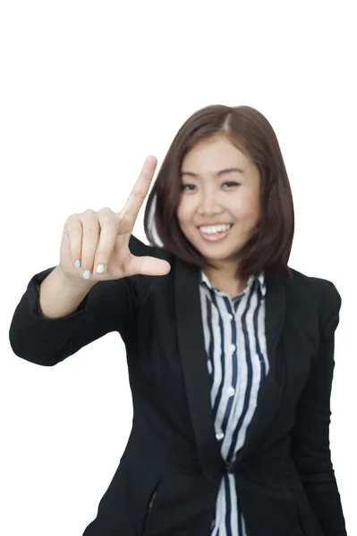自信を持ってアジア ビジネスの女性、白をクローズ アップの肖像画 — ストック写真