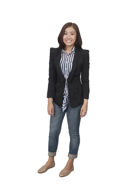 Vertrouwen Aziatische zakenvrouw, close-up portret op witte backgr — Stockfoto
