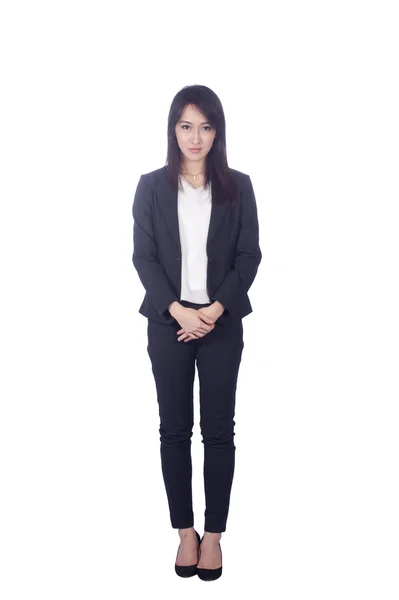 Confident Asian business woman, closeup portrait on white background. — Stock Photo, Image