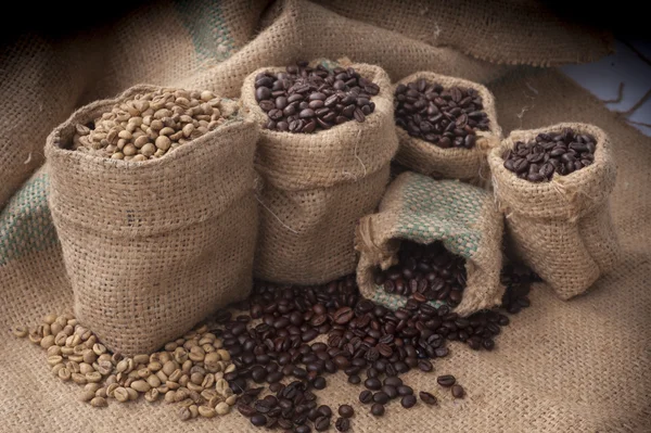 Taza de café y frijoles sobre un fondo blanco. — Foto de Stock