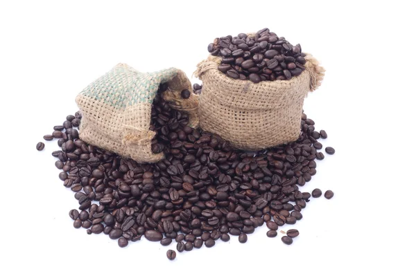 Grãos de café em um saco — Fotografia de Stock