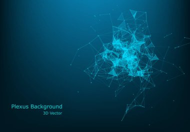 Soyut Pleksus Mavi Geometrik Şekiller. Bağlantı ve Web Kavramı. Hareketli Çizgiler ve Noktalarla Dijital, İletişim ve Teknoloji Ağı.