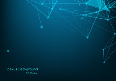 Dijital veri, ağ ve düğümün soyut pleksus yapısı. Parçacıklar ve noktalar birleşiyor. Atom ve molekül konsepti. Geometrik çokgen tıbbi geçmiş. Entrika Ağı.