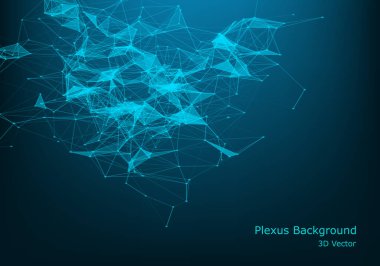 Soyut vektör parçacıklar ve çizgiler. Pleksus etkisi. Fütüristik illüstrasyon. Poligonal Cyber yapısı. Veri bağlantı kavramı.