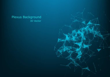 Ufukta parçacıklar ve yıldızlar olan soyut ve gelecekteki dijital manzara. Bilgisayar geometrik dijital bağlantı yapısı. Gelecekçi mavi soyut şebeke. Yapay zeka.