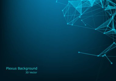 Soyut vektör parçacıklar ve çizgiler. Pleksus etkisi. Fütüristik illüstrasyon. Poligonal Cyber yapısı. Veri bağlantı kavramı.