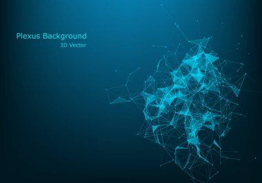 Soyut vektör parçacıklar ve çizgiler. Pleksus etkisi. Fütüristik illüstrasyon. Poligonal Cyber yapısı. Veri bağlantı kavramı.