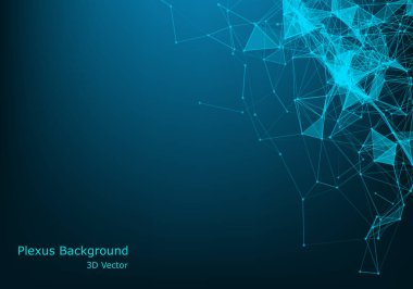 Soyut pleksus bağlı çizgiler ve noktalar arka plan. Dalga akışı. Pleksus geometrik bileşikler ile büyük veri etkisi. Satırları pleksus, en az dizi. Dijital veri görselleştirme. Vektör çizim.