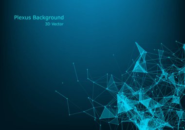 Soyut pleksus bağlı çizgiler ve noktalar arka plan. Dalga akışı. Pleksus geometrik bileşikler ile büyük veri etkisi. Satırları pleksus, en az dizi. Dijital veri görselleştirme. Vektör çizim.
