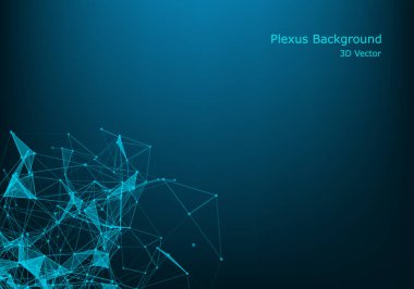 Soyut pleksus bağlı çizgiler ve noktalar arka plan. Dalga akışı. Pleksus geometrik bileşikler ile büyük veri etkisi. Satırları pleksus, en az dizi. Dijital veri görselleştirme. Vektör çizim.