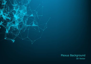 Soyut pleksus bağlı çizgiler ve noktalar arka plan. Dalga akışı. Pleksus geometrik bileşikler ile büyük veri etkisi. Satırları pleksus, en az dizi. Dijital veri görselleştirme. Vektör çizim.