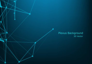Soyut vektör parçacıklar ve çizgiler. Pleksus etkisi. Fütüristik illüstrasyon. Poligonal Cyber yapısı. Veri bağlantı kavramı.