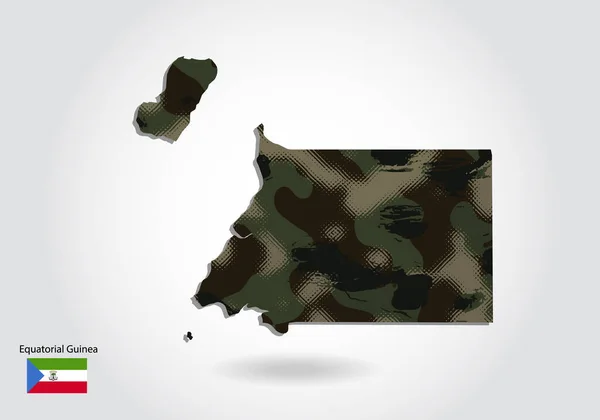 赤道ギニア地図カモフラージュ模様 地図の中で緑のテクスチャ 戦争のための軍事概念 腕のコート旗 — ストックベクタ