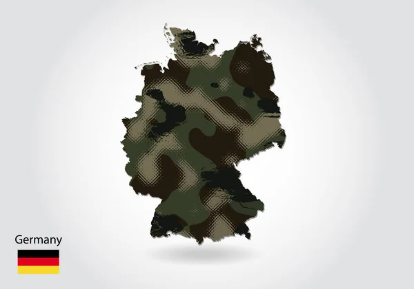 Deutschlandkarte Mit Tarnmuster Forest Green Texture Map Militärisches Konzept Für — Stockvektor