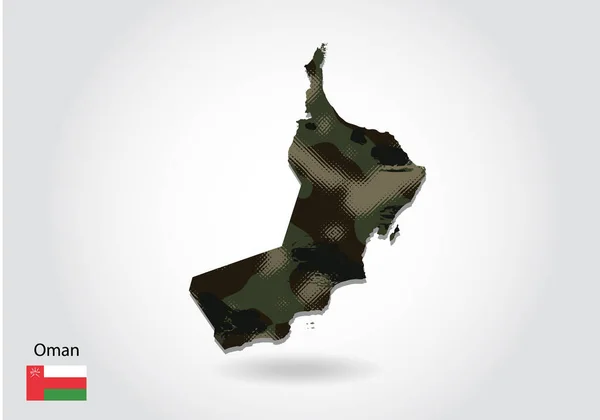Oman Map Camouflage Pattern Bosque Textura Verde Mapa Concepto Militar — Archivo Imágenes Vectoriales