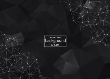 Siyah geometrik grafik soyut poligonal uzayda bağlayan noktalar ve çizgiler, bağlantı yapısı, sayısal veri görselleştirme ile koyu arka plan, büyük veri illüstrasyon Eps 10 vektör