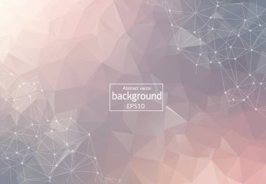 Abstract Pastel Polygonal Space Background with Connecting Dots and Lines. Geometric Polygonal background molecule and communication. Concept of science, chemistry, biology, medicine, technology.