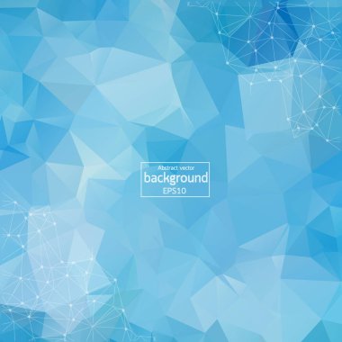 Noktaları ve Çizgileri Birleştiren Soyut Mavi Çoklu Alan Arkaplanı. Geometrik Çokgen arka plan molekülü ve iletişim. Bilim, kimya, biyoloji, tıp, teknoloji kavramı.