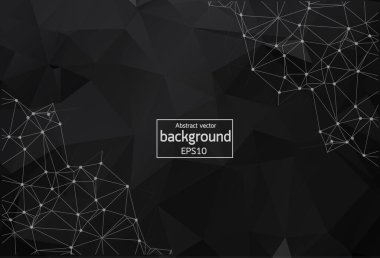 Noktaları ve Çizgileri Birleştiren Siyah Çokgen Uzay Arkaplanı. Geometrik Çokgen arka plan molekülü ve iletişim. Bilim, kimya, biyoloji, tıp, teknoloji kavramı.
