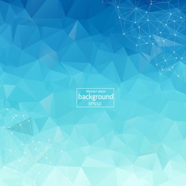 Noktaları ve Çizgileri Birleştiren Soyut Mavi Çoklu Alan Arkaplanı. Geometrik Çokgen arka plan molekülü ve iletişim. Bilim, kimya, biyoloji, tıp, teknoloji kavramı.