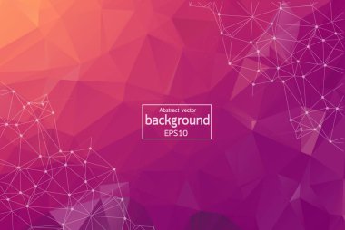 Abstract Pink light Polygonal Space Background with Connecting Dots and Lines. Geometric Polygonal background molecule and communication. Concept of science, chemistry, biology, medicine, technology.