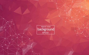 Abstract Pink light Polygonal Space Background with Connecting Dots and Lines. Geometric Polygonal background molecule and communication. Concept of science, chemistry, biology, medicine, technology.