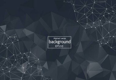 Noktaları ve Çizgileri Birleştiren Siyah Çokgen Uzay Arkaplanı. Geometrik Çokgen arka plan molekülü ve iletişim. Bilim, kimya, biyoloji, tıp, teknoloji kavramı.