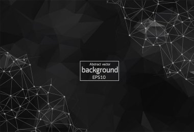 Abstract polygonal space low poly grey background with connecting dots and lines. Connection structure. Vector science background. Polygonal vector black background. Futuristic HUD background.Techno.