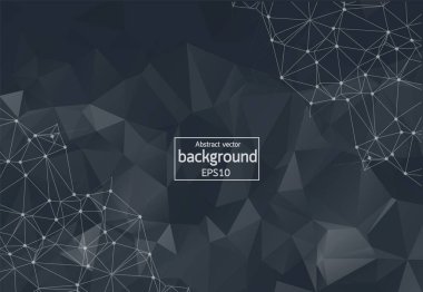 Tek renkli geometrik soyut molekül arka plan. Noktalar ve çizgiler bağlanma ile düşük Poli şekiller çizmek. Bağlantı üçgen yapısının duvar kağıdı. Vektör çizim dijital teknoloji kavramı