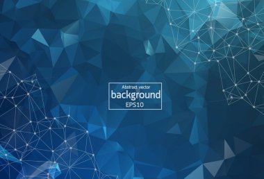 Soyut poligonal uzay arka plan noktalar ve çizgiler bağlanma. Düşük poli vektör çizim