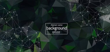 Abstract polygonal space low poly dark background with connecting dots and lines. Connection structure. Vector science background. Futuristic HUD background.
