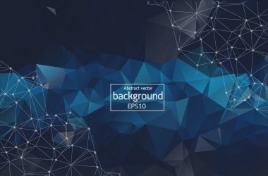 Siyah geometrik grafik soyut poligonal uzayda bağlayan noktalar ve çizgiler, bağlantı yapısı, sayısal veri görselleştirme ile koyu arka plan, büyük veri illüstrasyon Eps 10 vektör