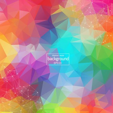 Renkli arka plan. Noktalar ve çizgiler bağlanma ile arka plan poligonal. Bağlantı yapısı. Vektör bilim arka plan.
