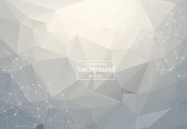 Abstract White Polygonal Space Background with Connecting Dots and Lines.  Connection structure. Vector science background. Polygonal vector background. Futuristic HUD background.
