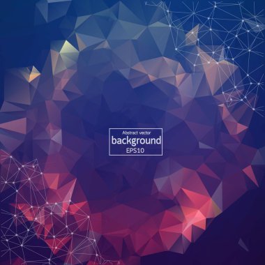 Abstract Dark Polygonal Space Background with Connecting Dots and Lines.  Connection structure. Vector science background. Polygonal vector background. Futuristic HUD background.