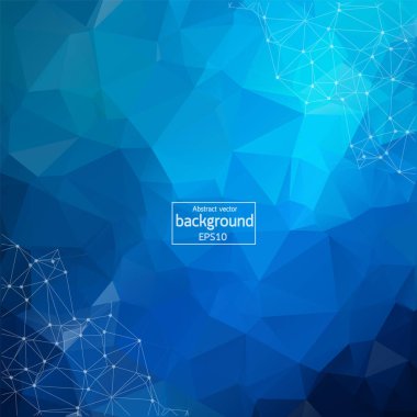 Soyut koyu mavi poligonal uzay arka plan noktalar ve çizgiler bağlanma. Bağlantı yapısı. Vektör bilim arka plan. Poligonal vektör arka plan. Fütüristik Hud arka plan.