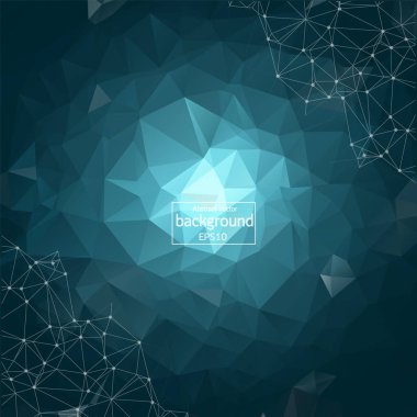 Abstract Dark Polygonal Space Background with Connecting Dots and Lines.  Connection structure. Vector science background. Polygonal vector background. Futuristic HUD background.